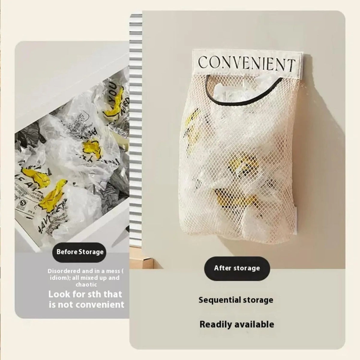 10PCS Grocery Garbage Bag Holder Trash Bag Dispenser Sticky Wall Mounted Mesh๐