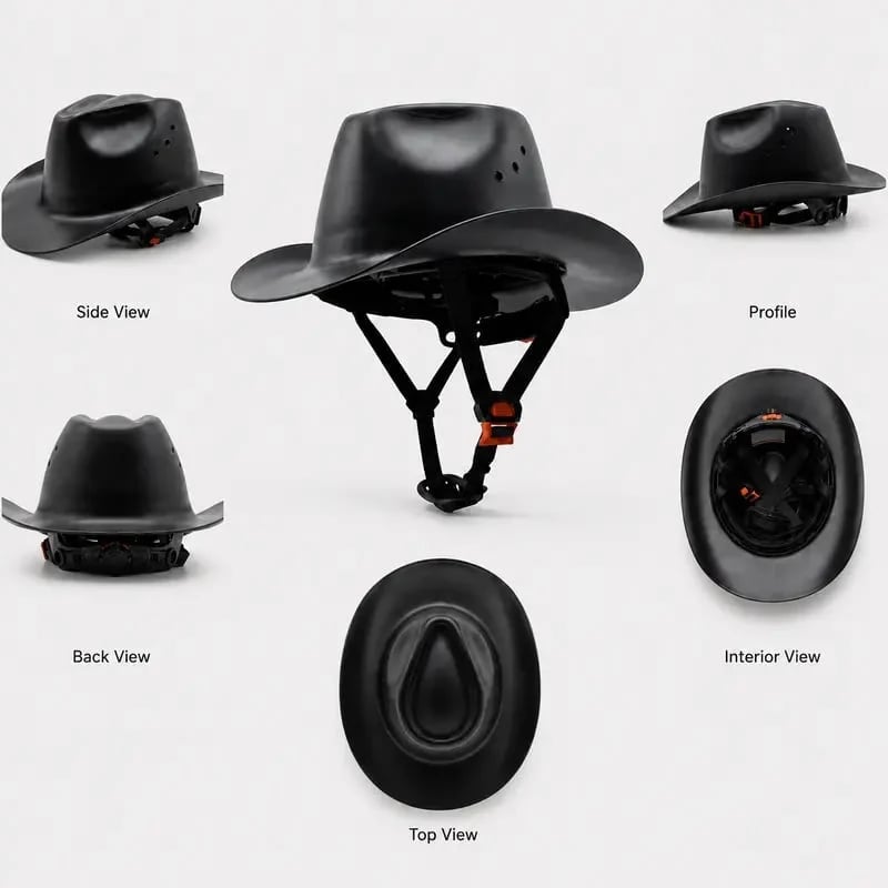 Western Cowboy Hard Hat, Vented Wide Brim Safety Helmet for Construction & Ranch Workers