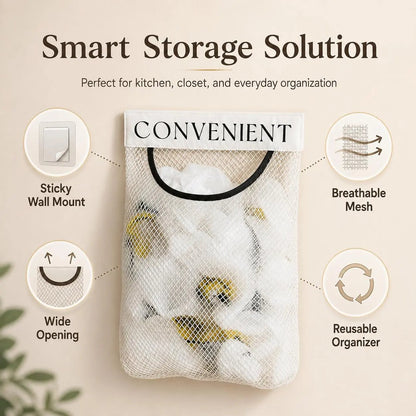 10PCS Grocery Garbage Bag Holder Trash Bag Dispenser Sticky Wall Mounted Mesh🛒