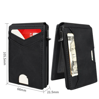 💵Slim RFID Wallet for Men – Pop-Up Card Holder with Money Clip & Dual ID Windows