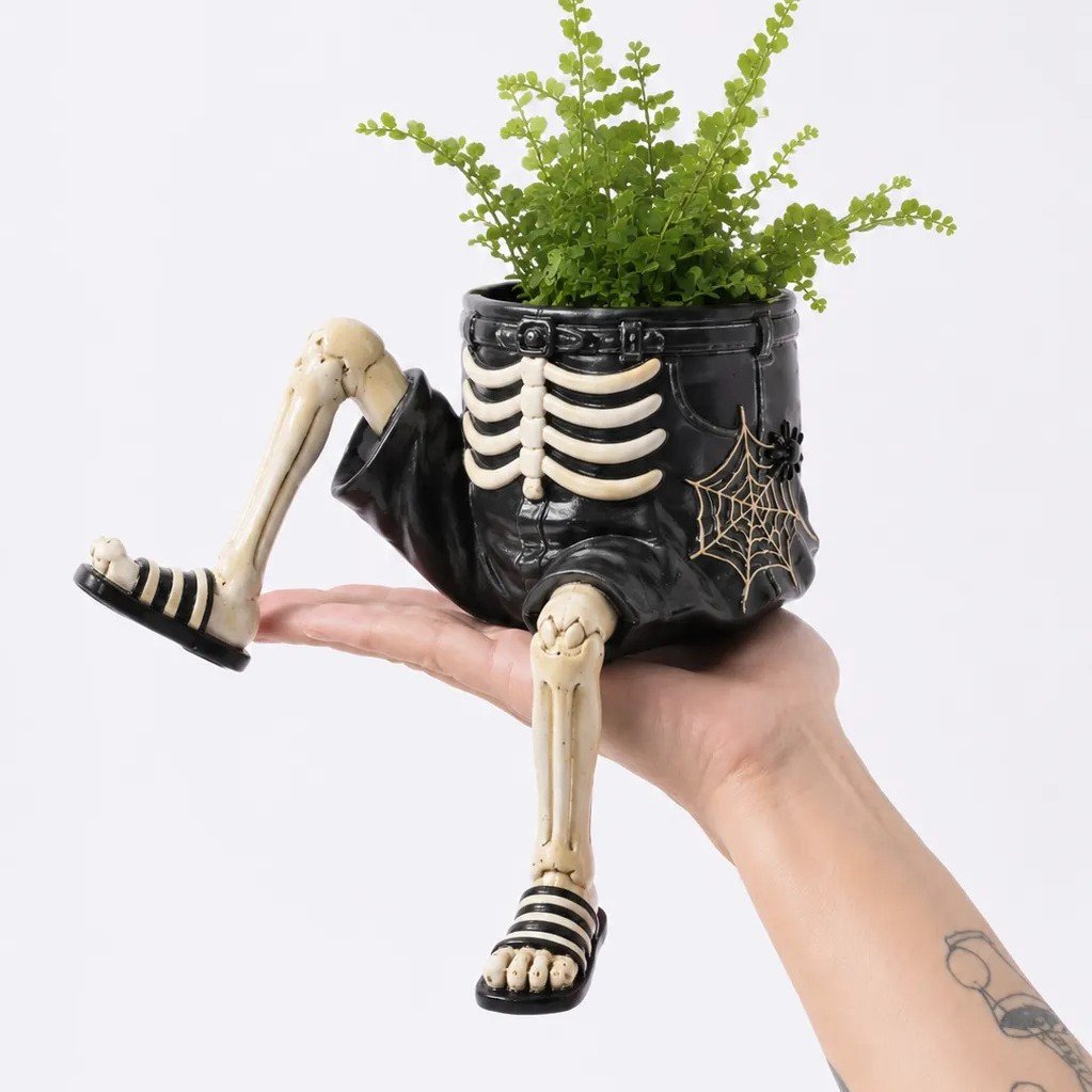 Halloween Whimsical Hanging Leg Planter Hand-Painted Resin Succulent Pot
