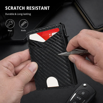 💵Slim RFID Wallet for Men – Pop-Up Card Holder with Money Clip & Dual ID Windows