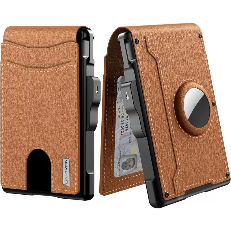 💵Slim RFID Wallet for Men – Pop-Up Card Holder with Money Clip & Dual ID Windows