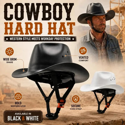 Western Cowboy Hard Hat, Vented Wide Brim Safety Helmet for Construction & Ranch Workers