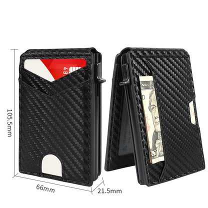 💵Slim RFID Wallet for Men – Pop-Up Card Holder with Money Clip & Dual ID Windows