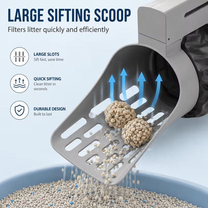 🐱 All-in-One Cat Litter Scoop with Built-In Waste Bin