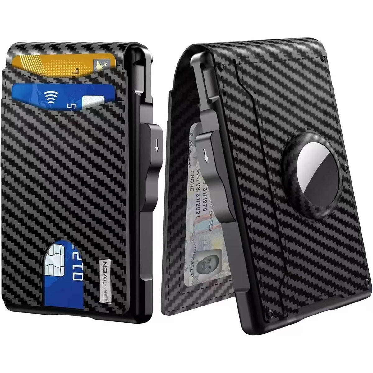 💵Slim RFID Wallet for Men – Pop-Up Card Holder with Money Clip & Dual ID Windows
